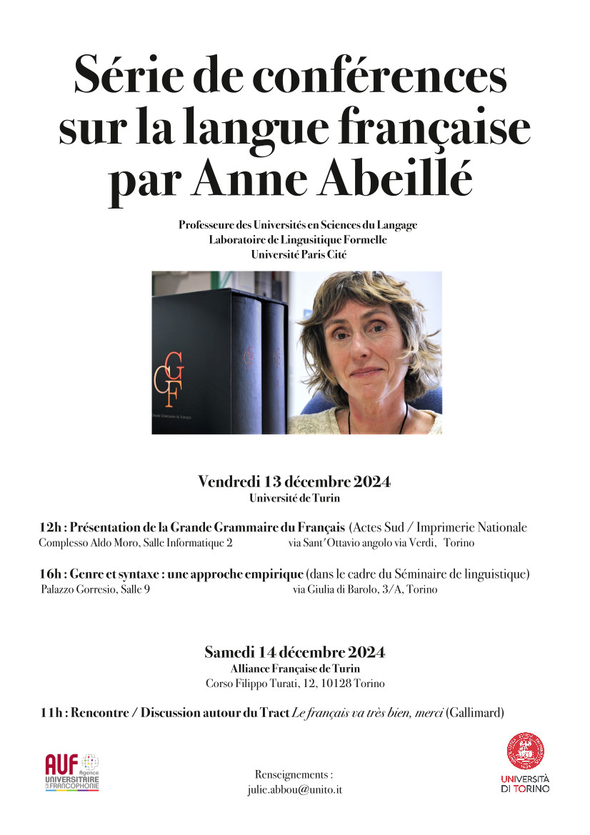 Série de conférences sur la langue française par Anne Abeillé