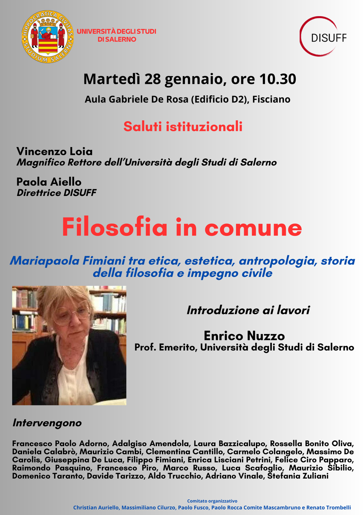 Mariapaola Fimiani tra etica, estetica, antropologia, storiadella filosofia e impegno civile